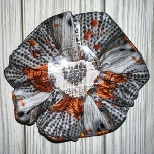 Crochet ghosts 3D Gray/ Orange Hair Scrunchie new